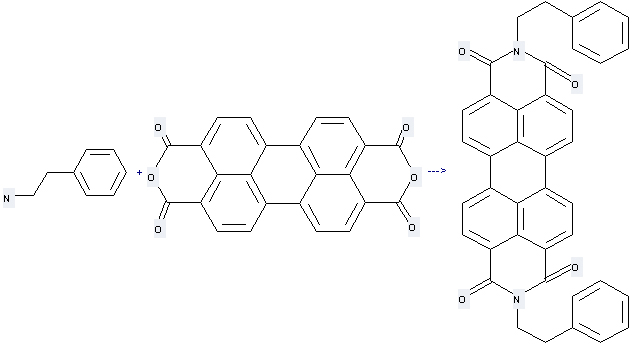 The Anthra[2, 1, 9-def: 6, 5, 10-d'e'f']diisoquinoline-1, 3, 8, 10(2H, 9H)-tetrone, 2, 9-bis(2-phenylethyl)- can be obtained by Perylene-3, 4, 9, 10-tetracarboxylic acid-3, 4; 9, 10-dianhydride and Phenethylamine.